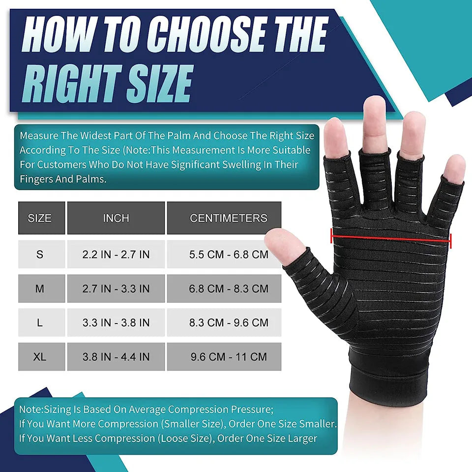 Kokossi Copper Compression Arthritis Gloves Fingerless for Carpal Tunnel RSI Rheumatoid Tendonitis Computer Typing Hand Pain