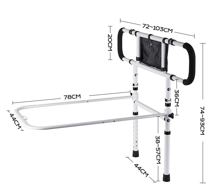 Disabled Handicap Elderly Seniors Lightweight Safety Width Motion Light Storage Pocket Height Adjustable Bed Guard Rail