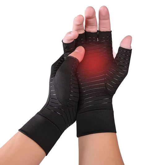 Kokossi Copper Compression Arthritis Gloves Fingerless for Carpal Tunnel RSI Rheumatoid Tendonitis Computer Typing Hand Pain